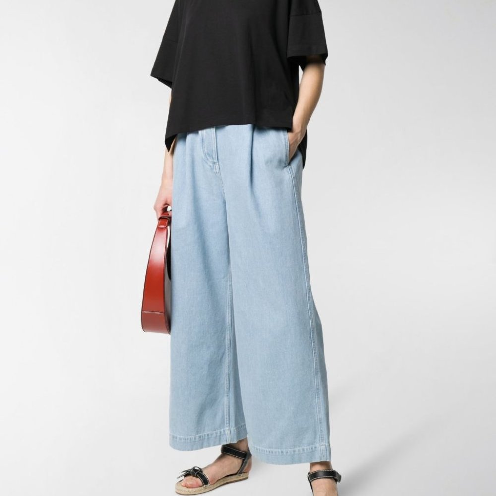 LOEWE High Waisted Wide-leg Jeans In Blue
